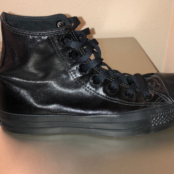 Converse Shoes Black Leather High Top Converses Poshmark